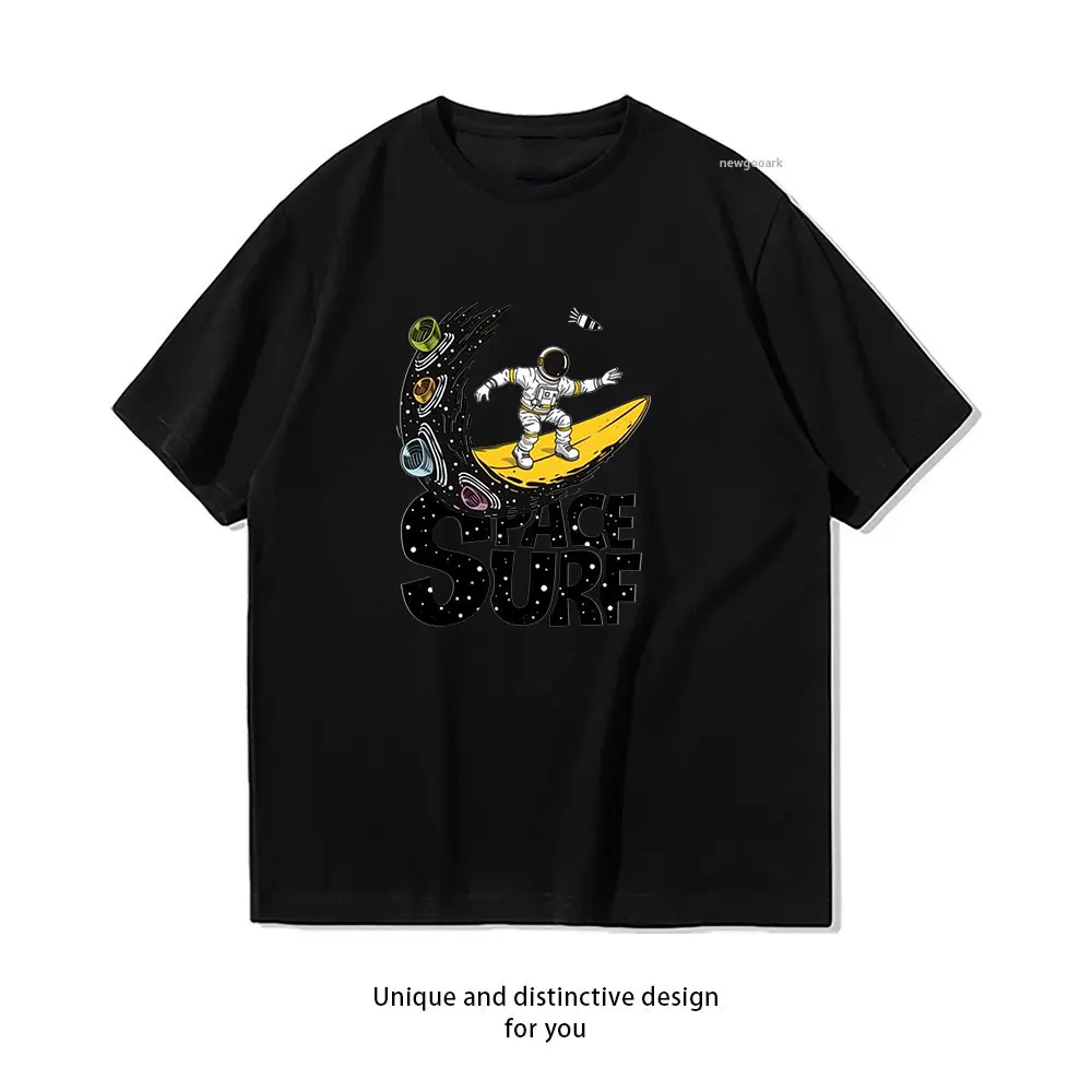 Cosmic Surf Adventure T-Shirt Casual cotton graphic t shirts Creative streetwear Classic O-neck shirt