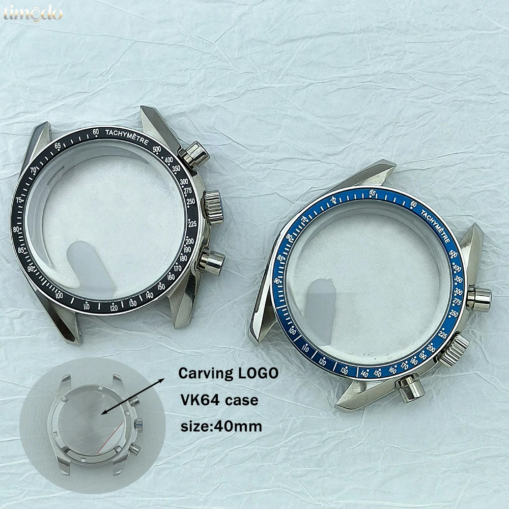 VK64 case 40mm men's watch stainless steel case custom logo suitable for VK64 movement watch accessories