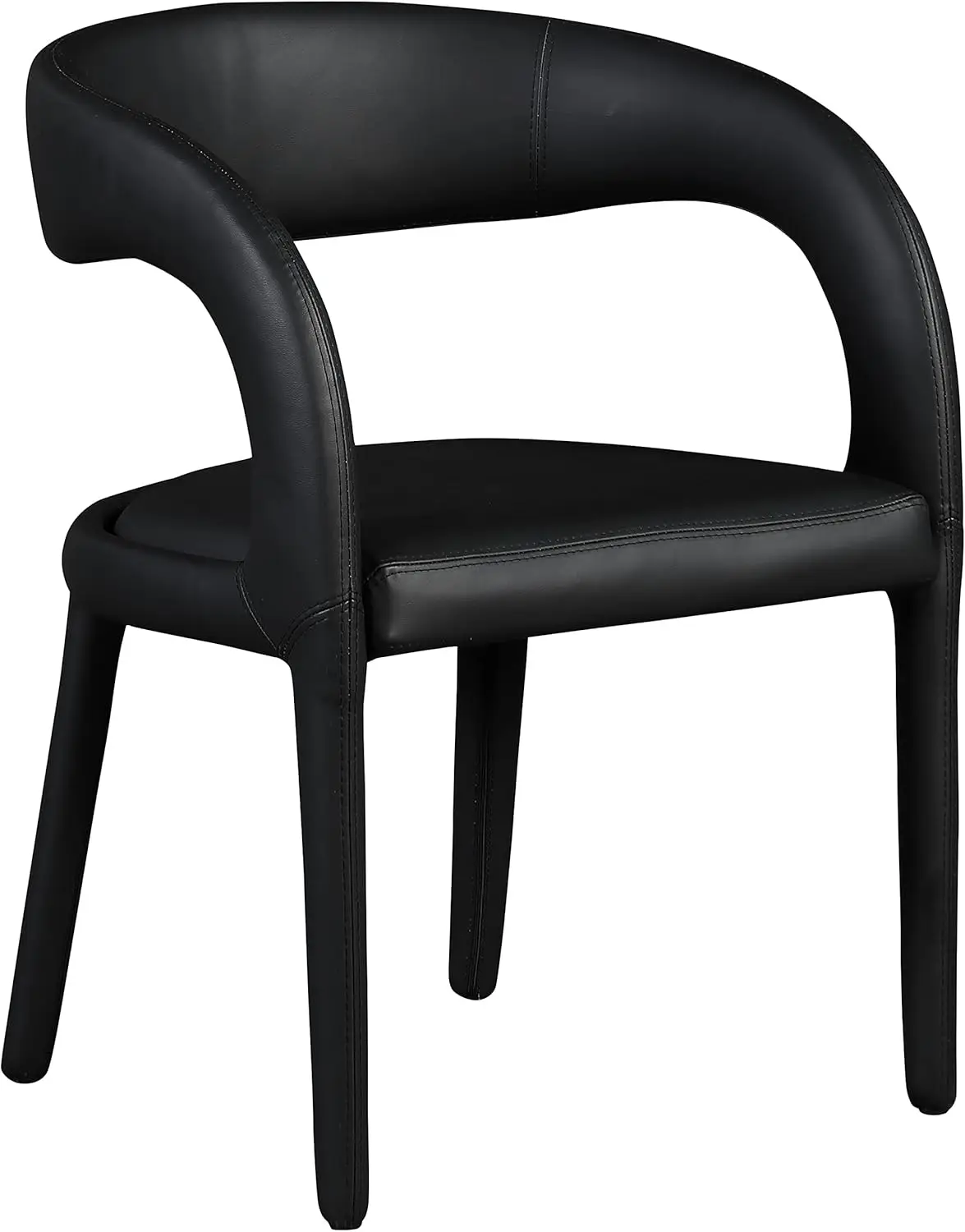 Meridian Furniture 987Black-C Sylvester Collection Modern | Contemporary Vegan Leather Upholstered Dining Chair With Rounded