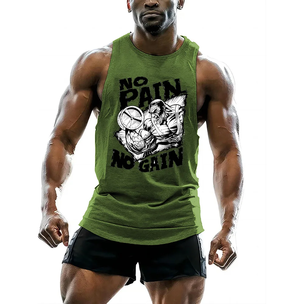 Four seasons Outdoor running fitness vest Men\'s Gym 2d printed pattern tops crewneck sport sleeveless vest men quick dry