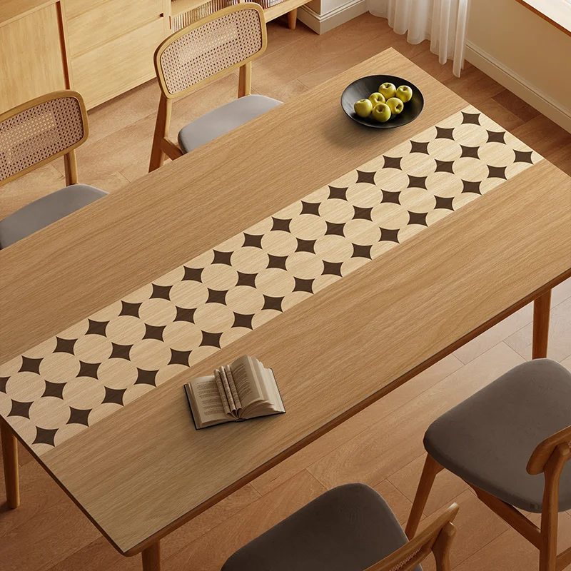 Simple Art Wood Grain Plaid Table Cloth Easy Clean Waterproof Oil Proof Mats Kitchen Full Cover Table Cloth PVC Checkerboard Mat