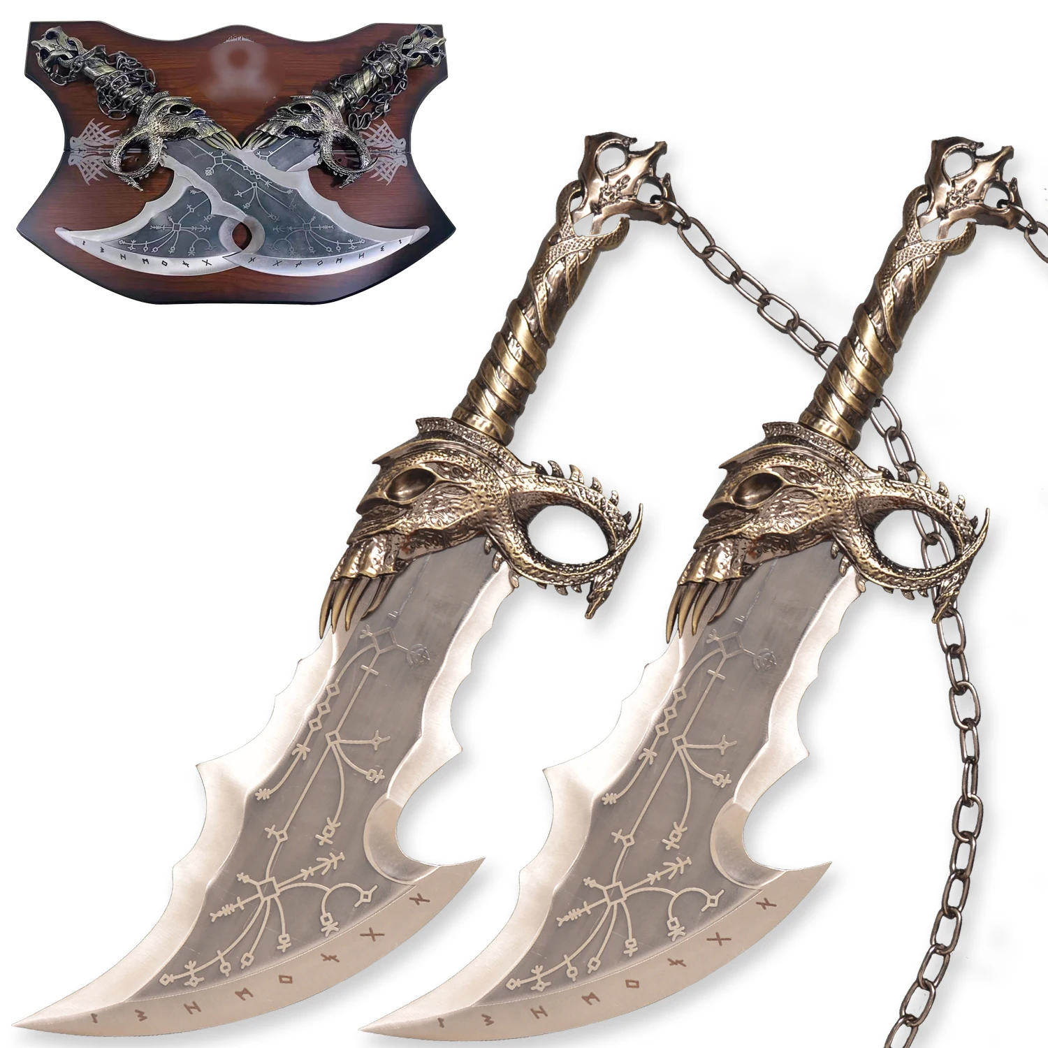 

Chaos Blade Real Metal Sword,One Set of Two Bades with Display Plaque