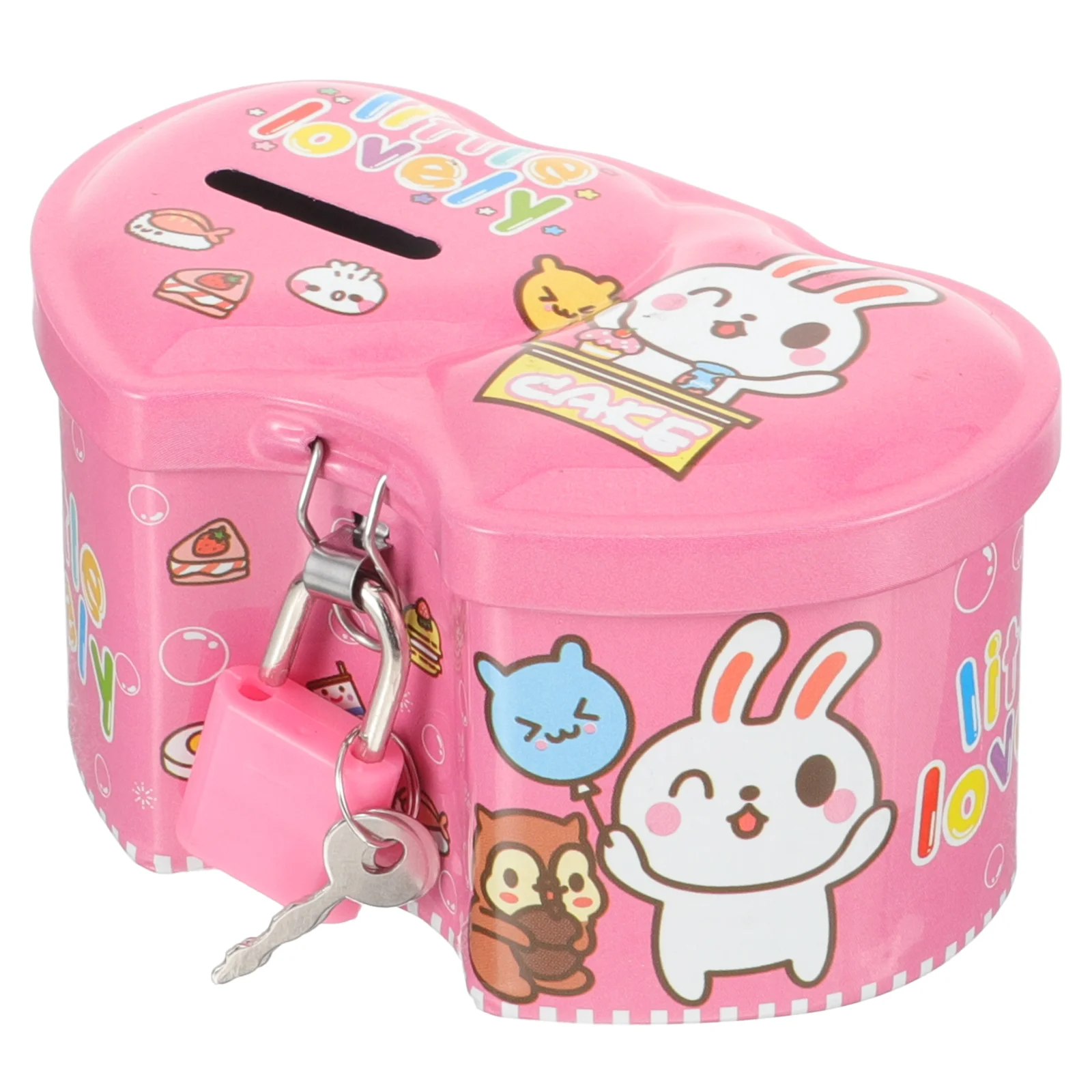 Metal Piggy Bank Cartoon Money Saving Box Tinplate Cash Box Coin Container with Lock For Adults And Kids Random Style