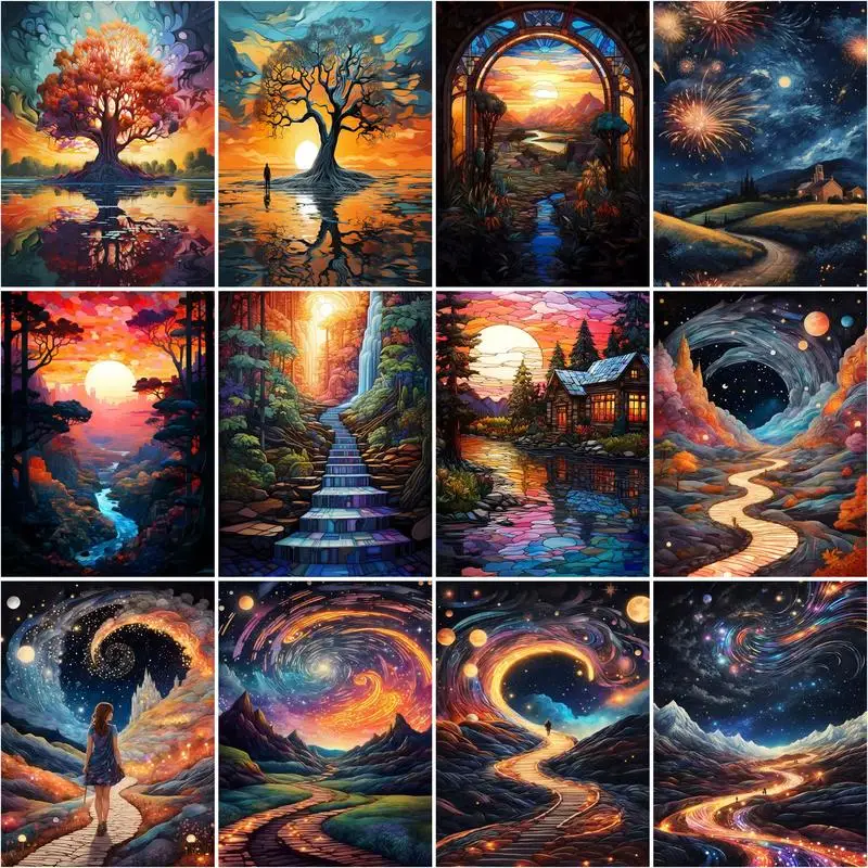 

CHENISTORY Painting By Number Beautiful Scenery Picture By Numbers For Adults Paint On Canvas Diy 40x50cm Frame Home Decor