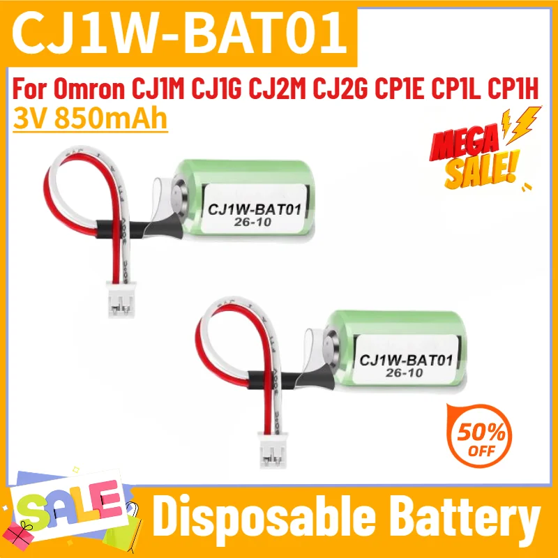 CJ1W-BAT01 3V 850mAh Battery Non-rechargeable For Omron CJ2G CP1E CP1L CP1H CJ1M CJ1G CJ2M