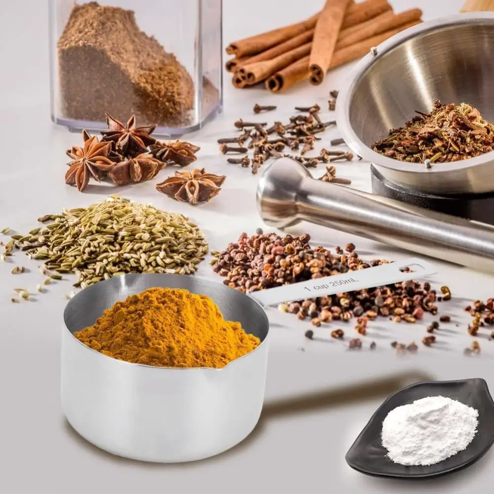 Stainless Steel Measuring Cup Dual Pour Mouth with Handle Measuring Scoop Professional Small Mouth Design Baking Dosing Spoon