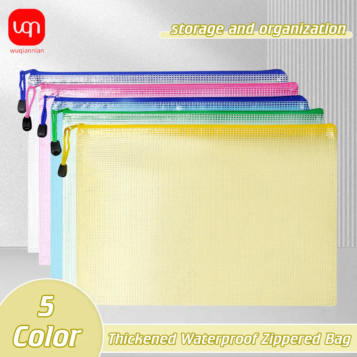 WQN - Waterproof Transparent Study Bag A4 Transparent Storage Bag Document Storage Bag Business School Office Supplies