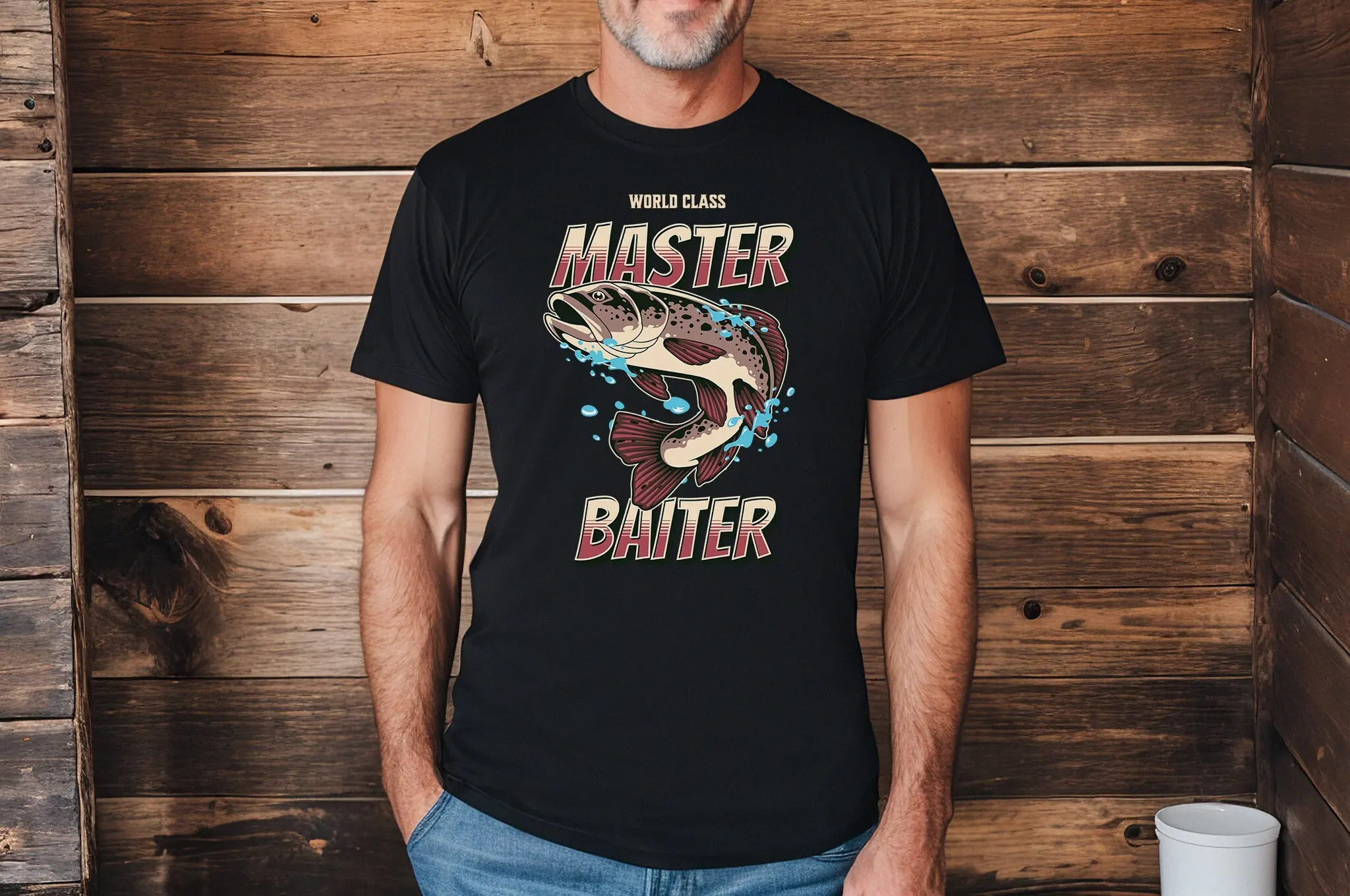 Fishing s for Men Master Baiter T Shirt Man Bass Dad Christmas Fishy Husband