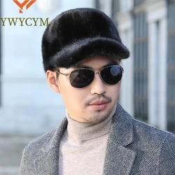 Fashion Winter Fashion Grandfather 100% Genuine Real Mink Fur Hat Natural Warm Mink Fur Caps Men Good Quality Real Mink Fur Hats