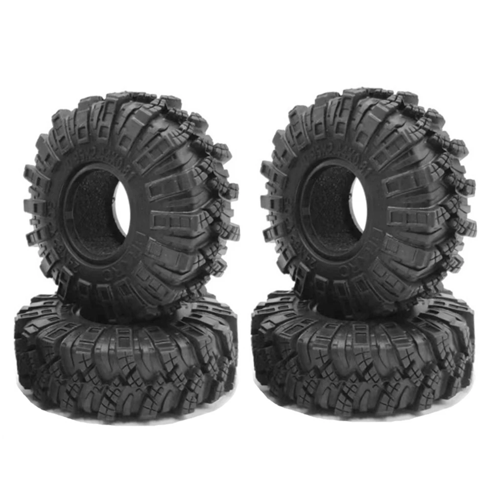 BAAA-4PCS 62mm 1.0 Inch Wheel Tires Soft Mud Terrain Rubber Tyres for 1/24 RC Crawler Car Axial SCX24 Gladiator Bronco Parts