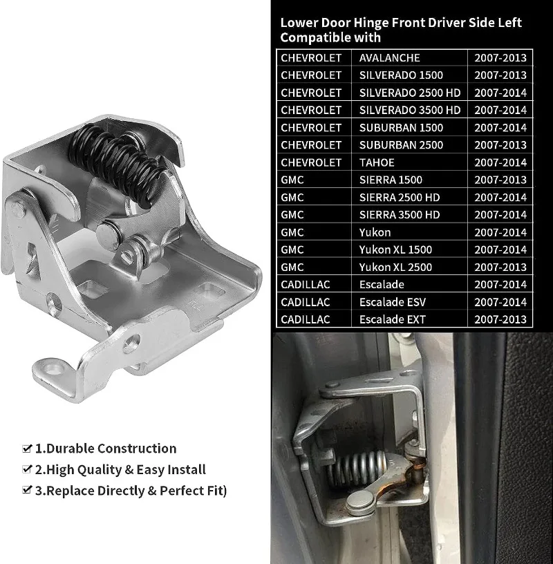 20969645 wctfba0802フロントドライバーサイドロードアヒンジChevy silverado subアーバンホーgmcシエラヌコン2007-2014