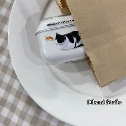 Funny Cartoon Cat Earphone Case for Airpods 2 1 Wireless Bluetooth Earphone Cover Cute Animal Pattern Clear Soft TPU Cover Shell