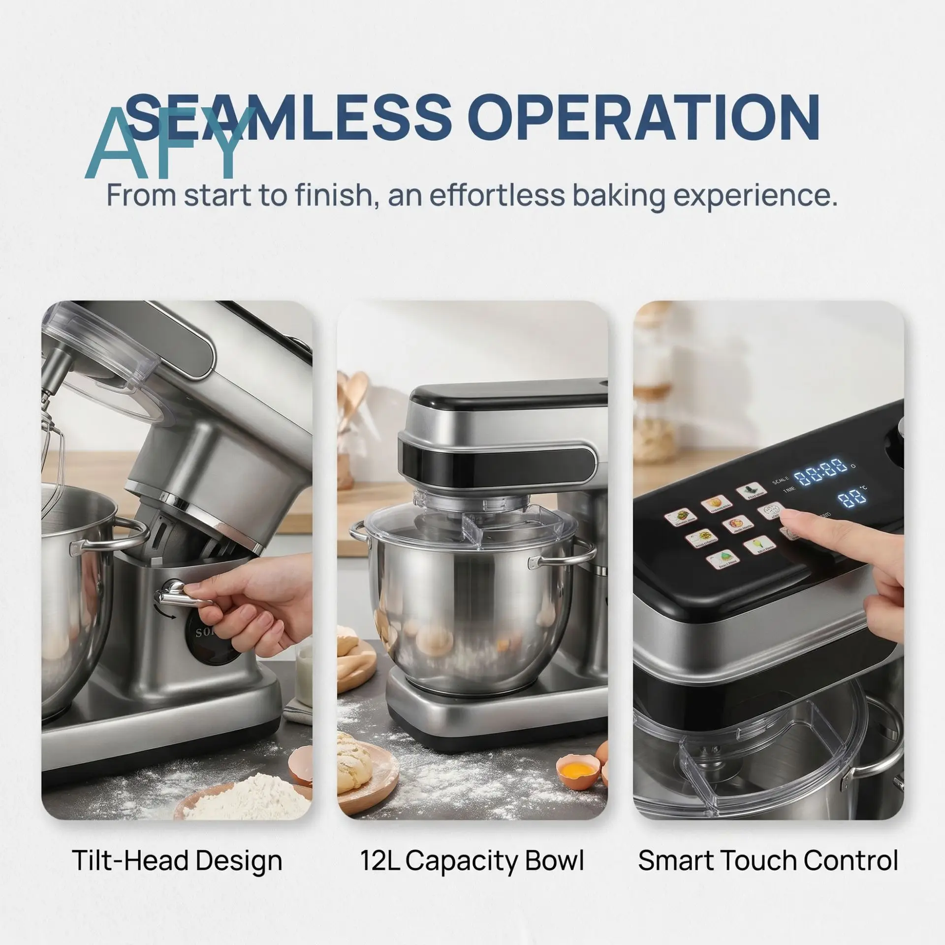 Household 2200W Electric Dough Mixing Machine Chef Cream Beating Cooking Machine 12L Chef