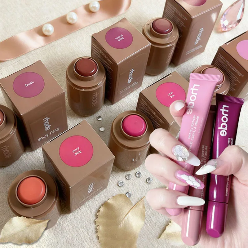 Rhode Phone Case Lemontini Ribbon Lip Gloss Pocket Blush Stick Non-fading Waterproof Blusher Moisturizing Shimmer Lipstick Skin
