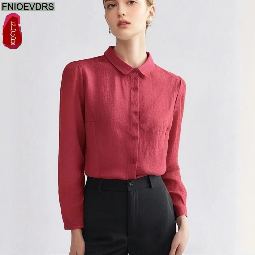 

Retro Vintage Tops Blouses New Fashion Woman Autumn Spring Thin Comfortable Long Sleeve Office Lady Purple Basics Shirts