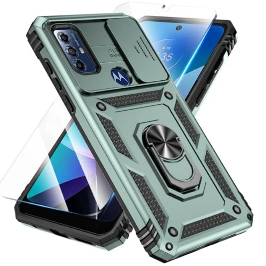 

Cpatible with M G Play 2023 Cae, M G Pure Cae, M G Power 2022 Cae with HD creen tec [2Pack], Two in One tructure tecn Kicktand_