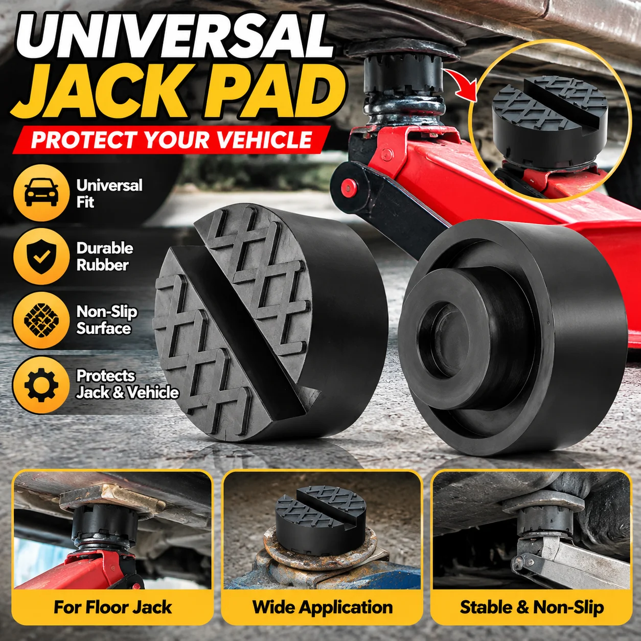Car Lift Jack Support Rubber Pads Slotted Frame Rail Adapter Universal Floor Jack Repair Tool for Auto Maintenance