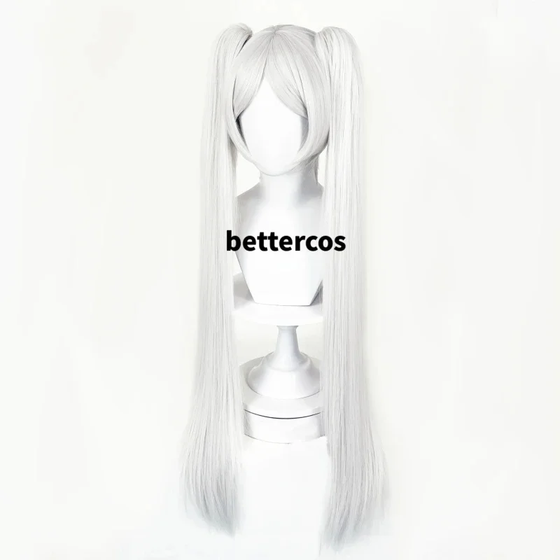 z;3,d'5,g\7/Anime At The Funeral Frieren Cosplay Wig Long Silver White Double Ponytail Wigs Heat Resistant S6,j.y'8 /c. - view 4