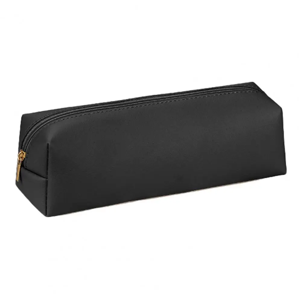 Pencil Case Durable Faux Leather Pencil Bag with Smooth Zipper Compact Portable Stationery Pouch for Home School