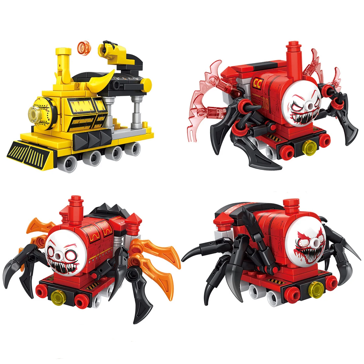 การ์ตูน Spider Train Monster รถไฟไอน้ํา Moc เกมบล็อกอาคาร Choo-Choo Charles HorrorsBricks ของเล่นเด็ก