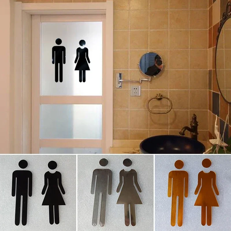 Newly MEN & WOMEN Toilet Loo Bathroom Restroom WC Door Sign Adhesive Indicator Plaque Wall Doors Decor Accessories