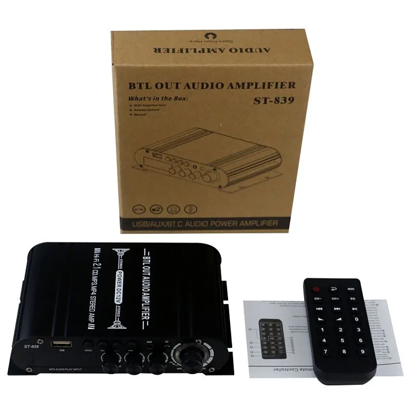 2.1 Channel BT 5.0 Stereo Power Amplifier ST-839 25W*2+40W Audio Amplifier Portable Sound Amplifier Car Home Theater Amplifiers