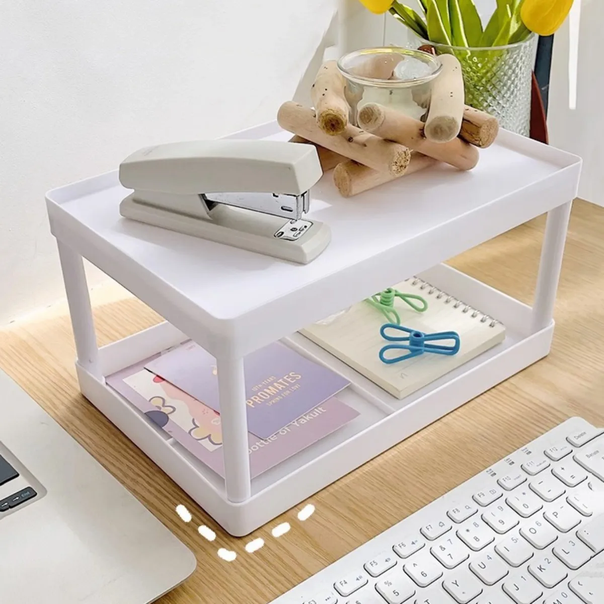 Multifunktionale Desktop Kosmetische Lagerung Rack Büro Lagerung Box Organizer Schreibwaren Sortierung Rack Doppel-schicht Lagerung Rack – Detail 7