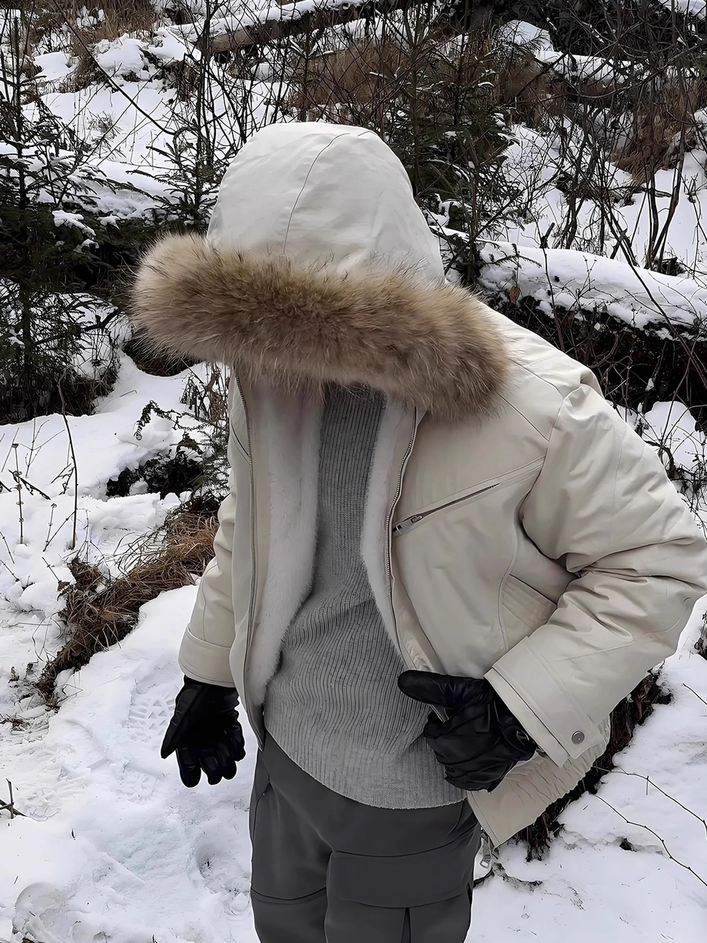 

American Sle Thiened Large Fur Collar Hooded Workwear Cotton Jaet Men's Winter High Cleanfit Thiened Warm Cotton Coat