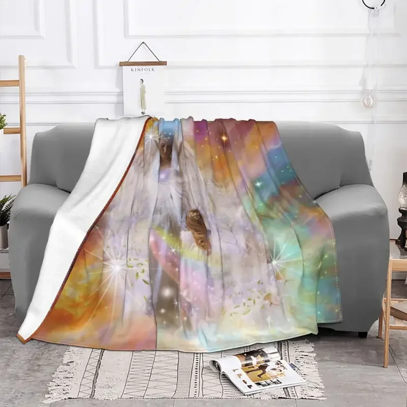 Guardian Angel Blanket Fleece Summer Multi-function Lightweight Throw Blanket for Bed Office Plush Thin Quilt