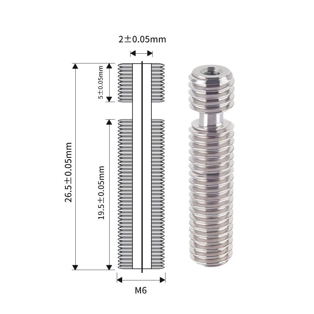 2/4pcs MK8 Heatbreak Throat Stainless Steel 26mm M6 Thread All Metal Heat Break For 1.75mm 3mm Filament 3D Printer Hotend