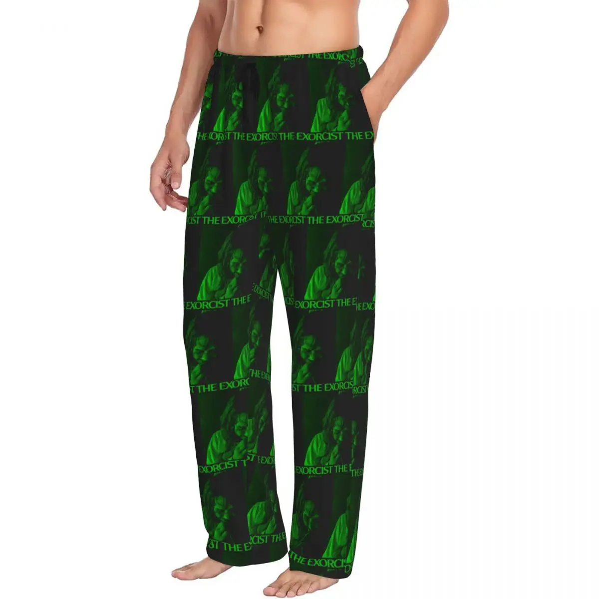 

Custom The Exorcist Green Men Pajama Pants Lounge Sleep Sleepwear Bottoms with Pockets