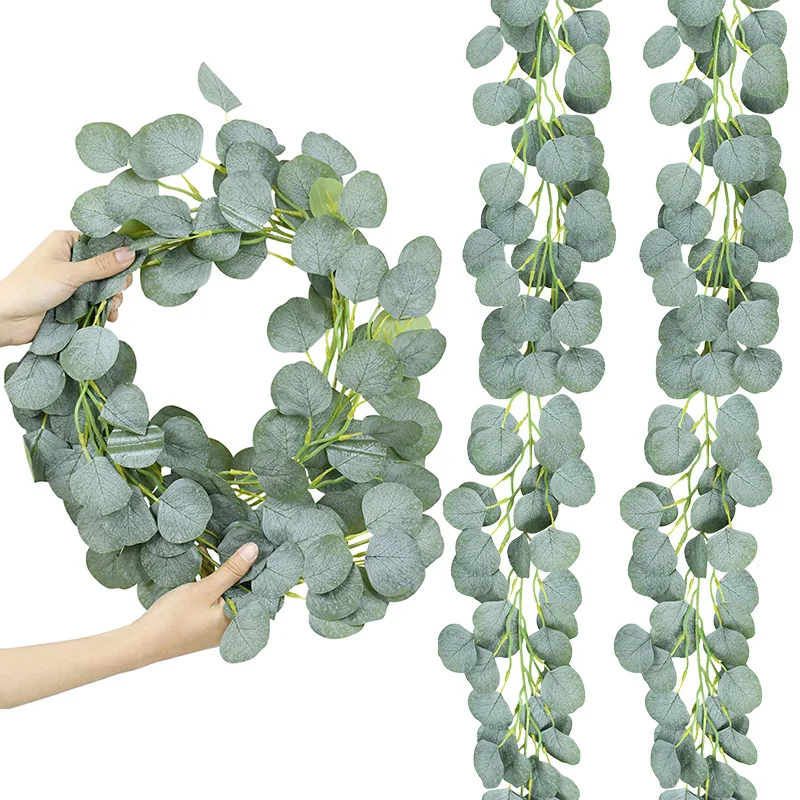 

2M Eucalyptus Garlands Artificial Flowers Fake Plant Eucalyptus Leaf Vine For Wedding Arch Home Wall Decor Birthday Party Wreath