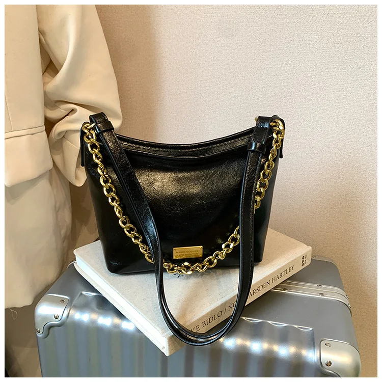 

Korean Retro Chain Tote - Women's Versatile Casual Shoulder Crossbody Underarm Bag