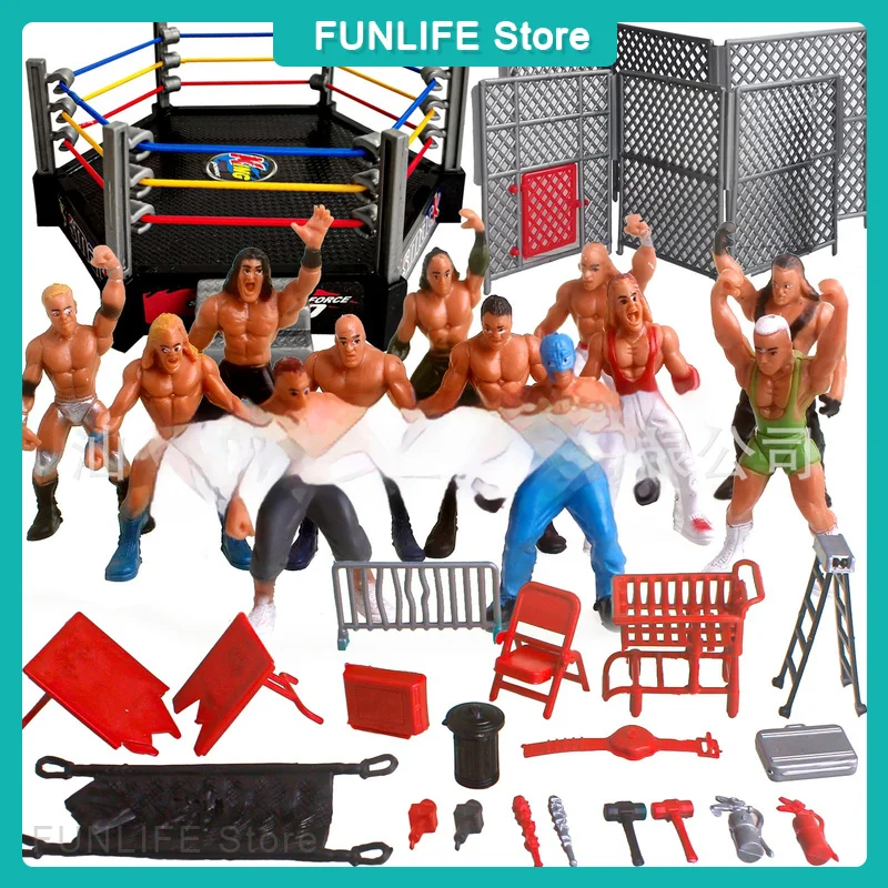 Juego de figuras Poseable de Anime de lucha libre, Mini figuras de gladiador de lucha libre, anillo de soldado, adorno, juguete para regalo