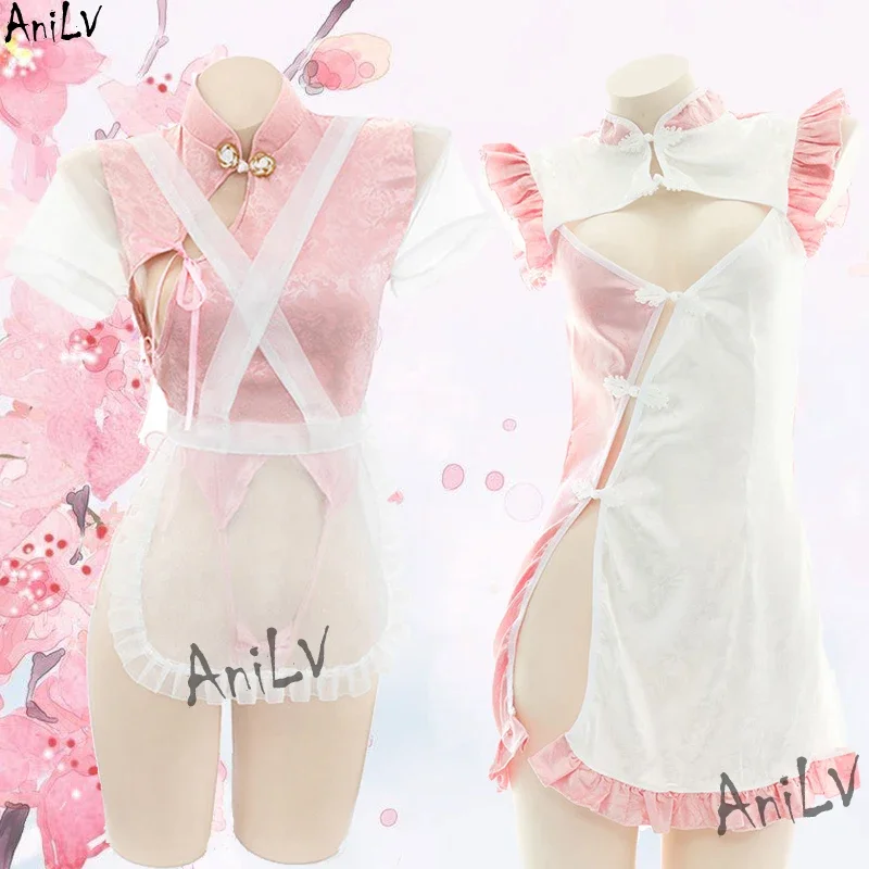 Anilv 2022 spring romantic Sakura series dress costumes anime loliat girl dating cherry blossoms lingerie uniform set cosplay