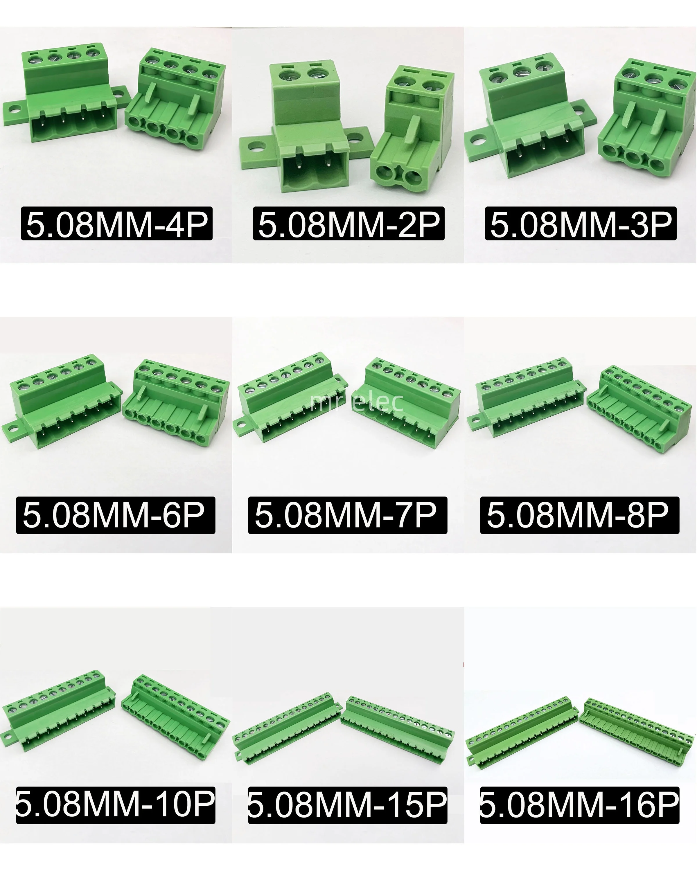 5.08MM terminal plug-in terminal block XK2EDGKM-5.08 male and female Fixed ear terminal block