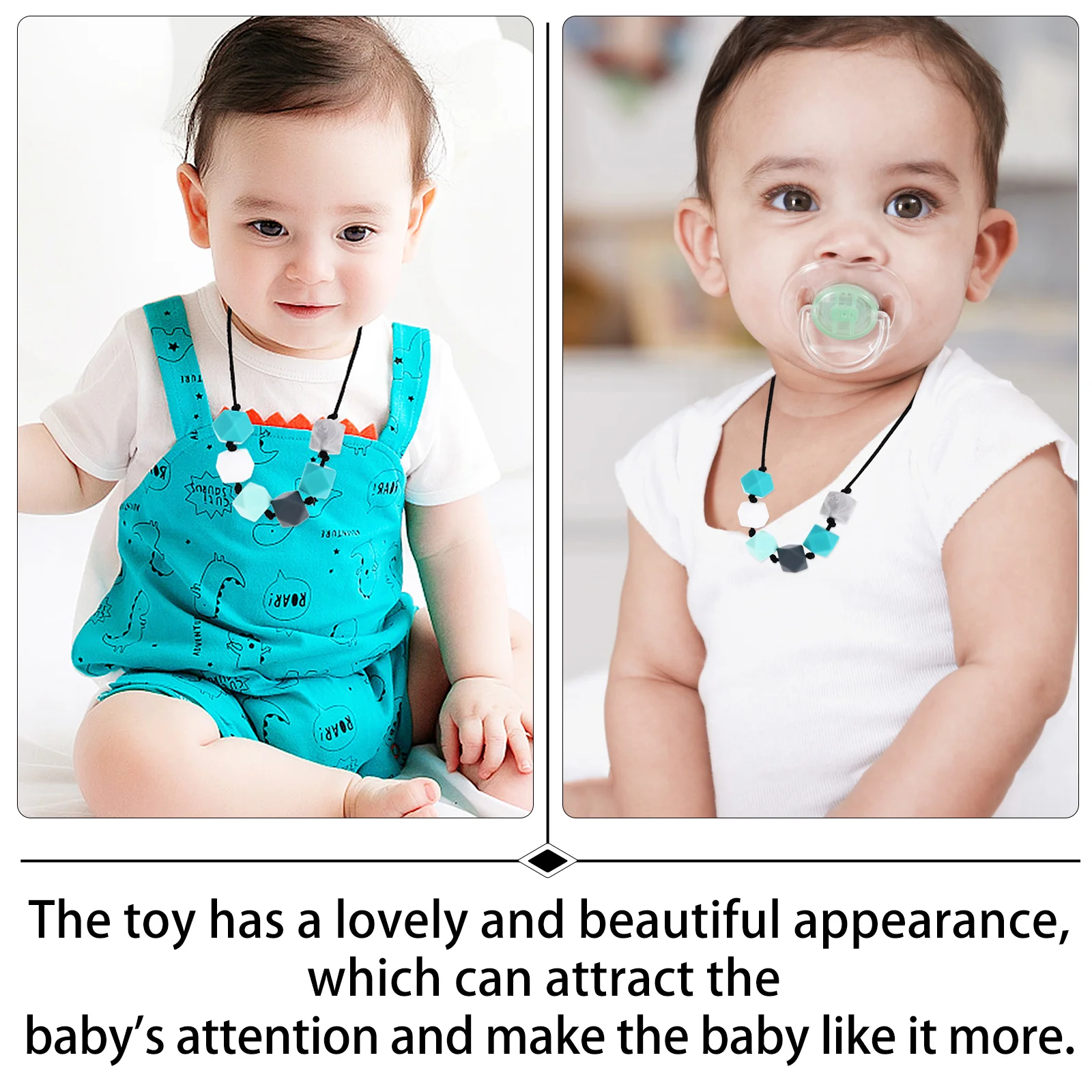 الوليد التسنين قلادة مظهر لطيف جذب انتباه الطفل الأسنان المخلص الطفل التسنين قلادة سيليكون المولي عضاضة