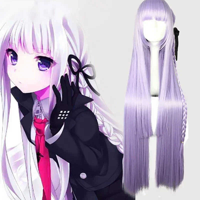 2025 Perruque de cosplay violette lisse et longue, cheveux synthétiques Ronpa Kyouko Kirigiri