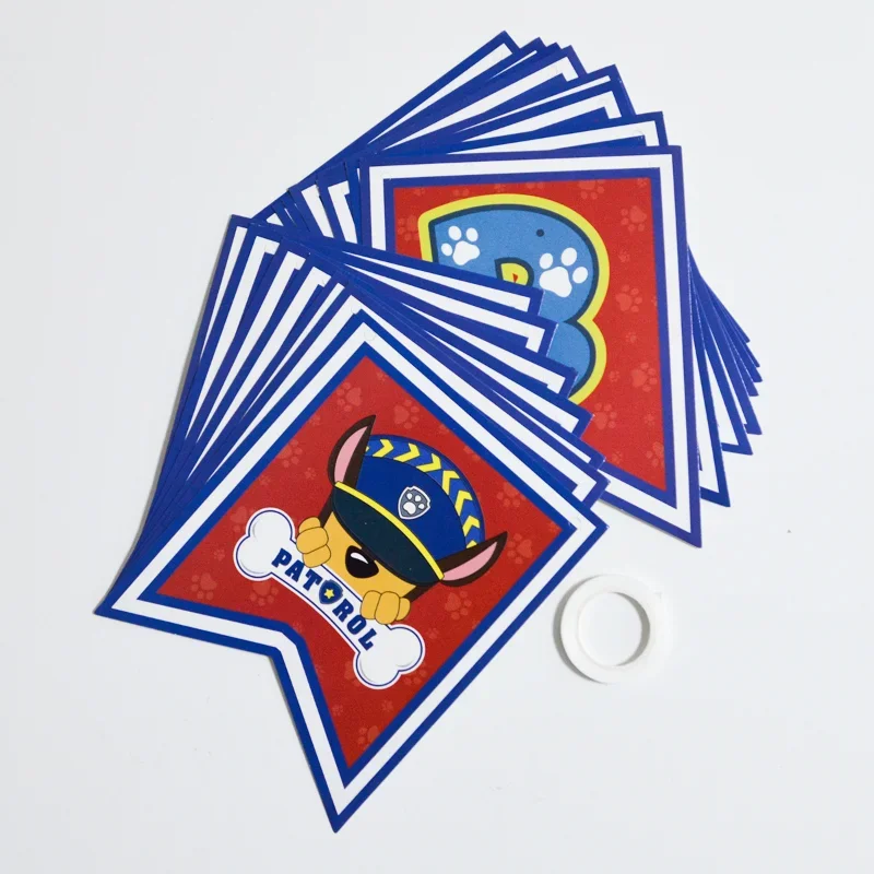 Paw Patrol Geburtstagsbanner, Pull-Flagge, Cartoon-Kindergeburtstag, Party-Dekoration, für Jungen und Mädchen, Babyparty, Partys, Hängedekoration, Zubehör