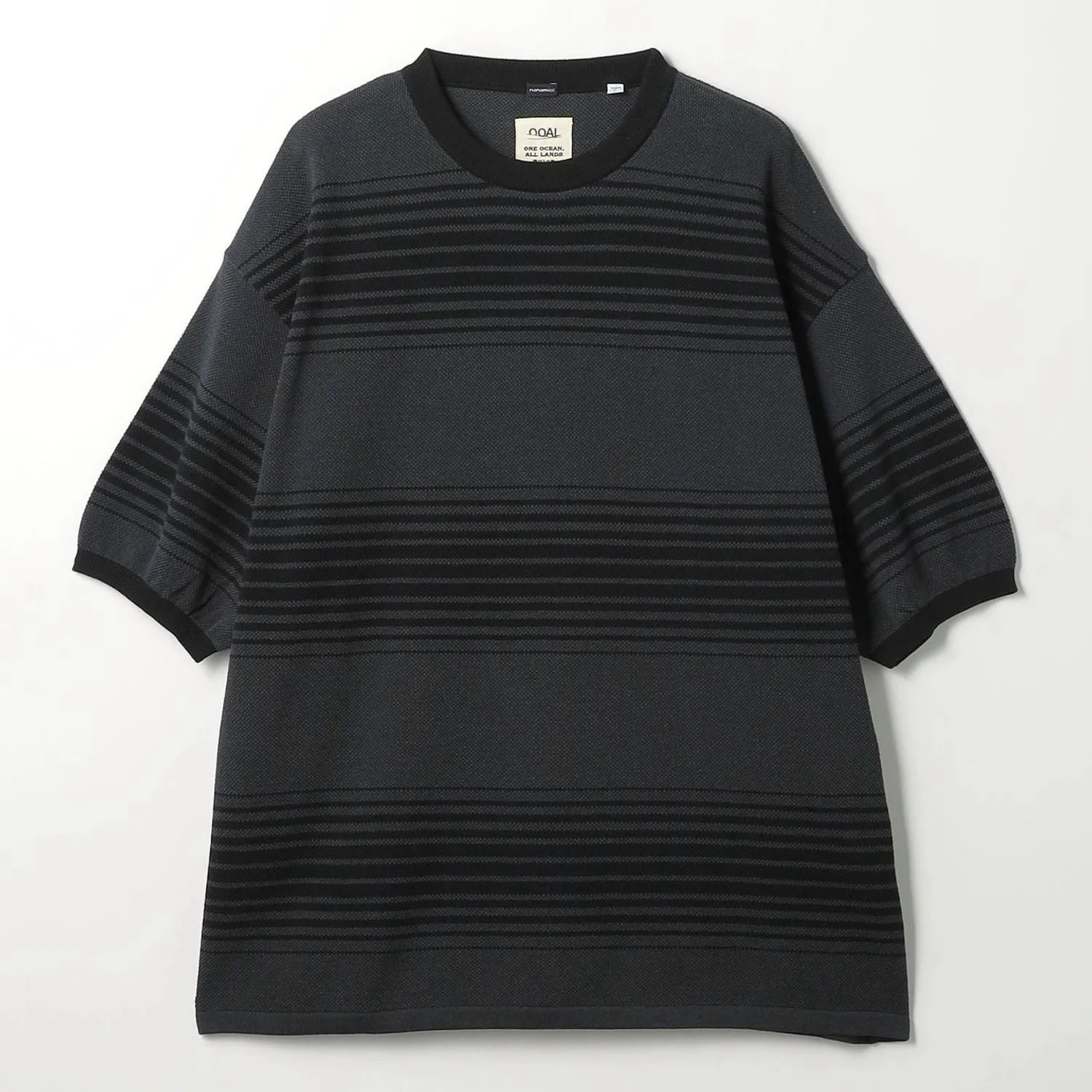 

Nanca Monkey Time Heavyweight Knitted Stripe ort Sve Pure Cotton Retro Japanese Sle round Ne Loose Fit T-irt