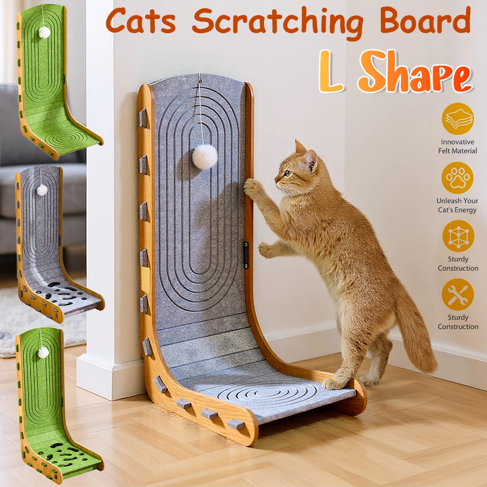 

Картонная когтеточка для кошек для домашних кошек L-образная вертикальная когтеточка для кошек с шариком Игрушка для кошек 70 см Высокая когтеточка для кошек