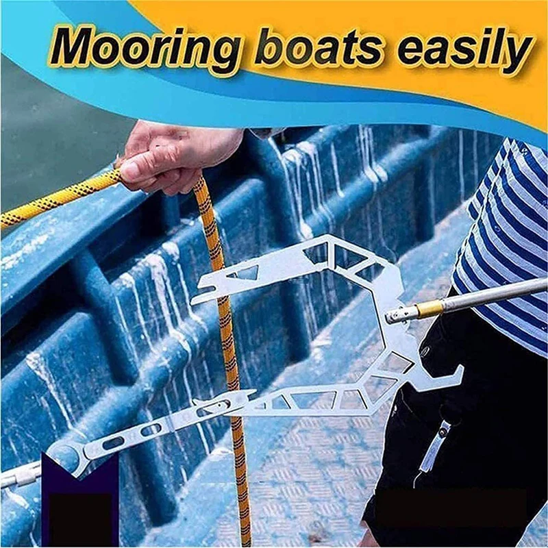 Mooring Rope Threader Boat Hook Dock Hook Pegboard Crochet Aluminum Alloy Telescopic Docking Rope Threader Ship Parking Tool