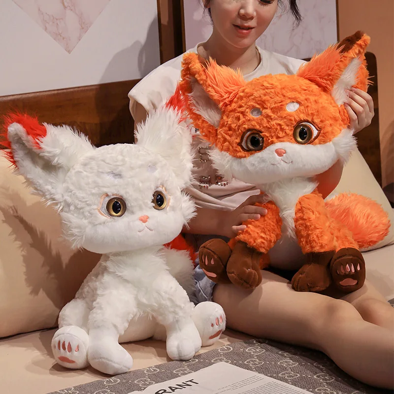 Cute Cartoon Big Eyes Ears Stuffed Snow Fox Plush Toys Brown Fox Meadow Dolls Birthday Xmas Gifts Room Decor