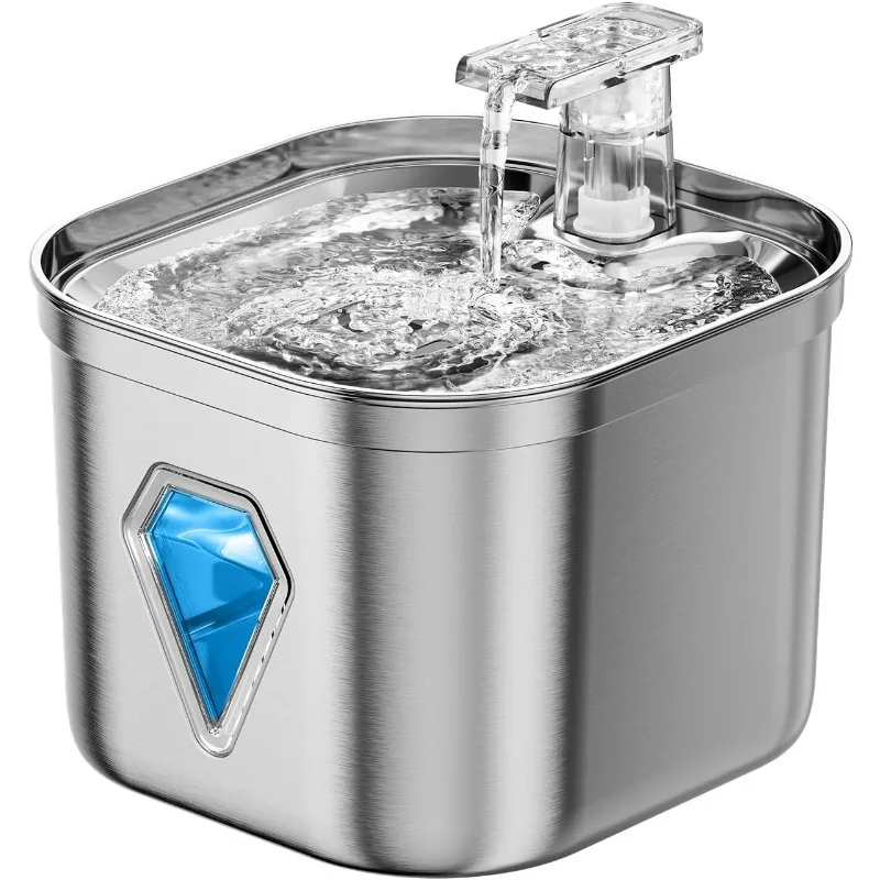 

Cat Water Fountain, 74oz/2.2L Stainless Steel Pet Water Fountain Dog Water Dispenser, Fountain for Cats Inside with Quiet
