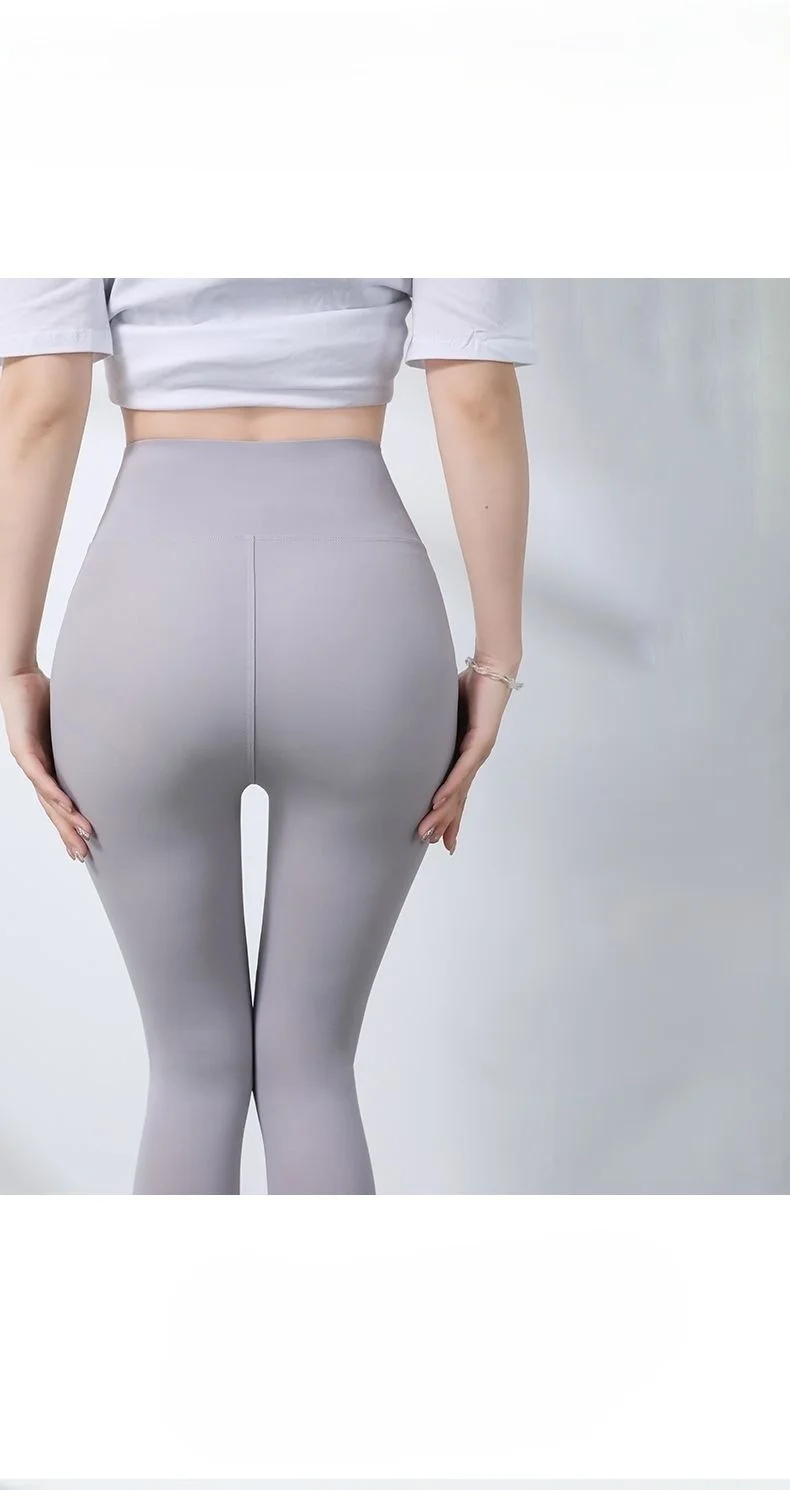 Pantalon de Yoga grande taille pour femmes, aspect épais, antidérapant, peluche, confortable, brillant, décoration de détail, flocons d'avoine, brillant, haute élasticité, GF