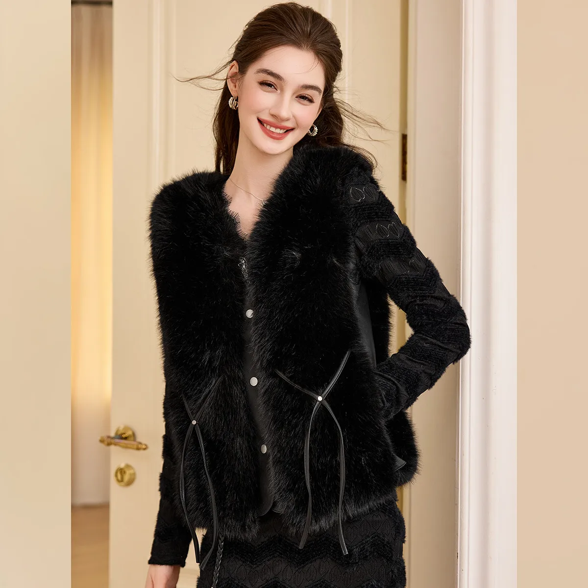 LOUISYAO Faux Fur Women's Vest 2026 Autumn Winter Tops Fairycore Open-Front Elegant Exquisite Jackets Layering Senior Vest