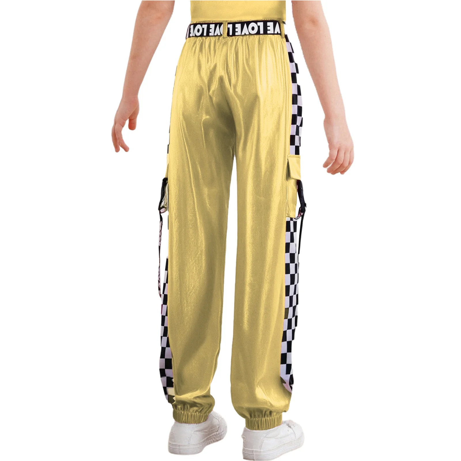 Kinder Mädchen Hip Hop Street Dance Hose Kariert Cosplay Kostüm Autofahrer Rollenspiel Hose für Bühnenauftritt Tanzklassen