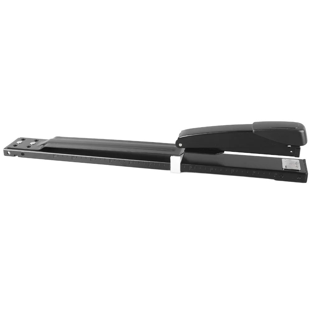 20 Sheets Metal Body Long Reach Stapler Adjustable Throat 20 Sheet Capacity Long Arm Stapler Full Strip Black Booklet Stapler