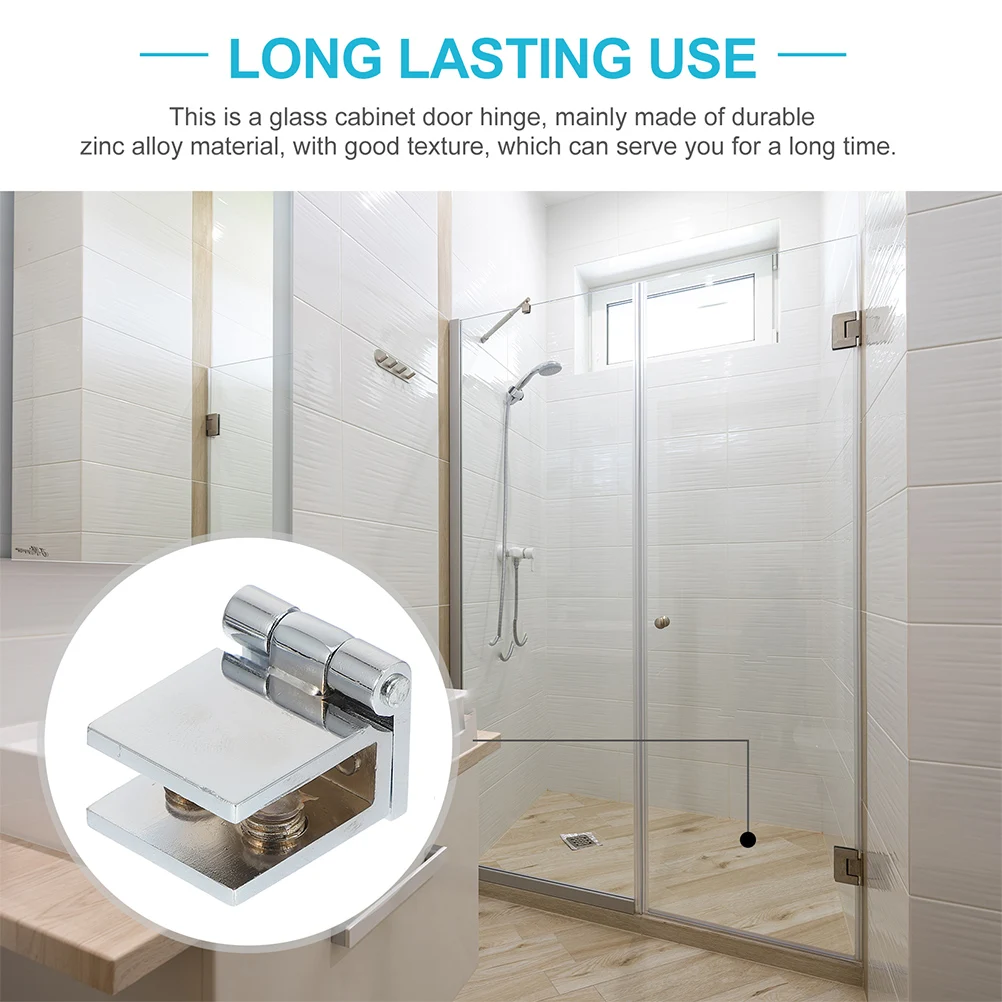 

Glass Hinge for Cabinets Zinc Alloy No Drilling Material Smooth Glass Door Accessories Shower Room Bookcase