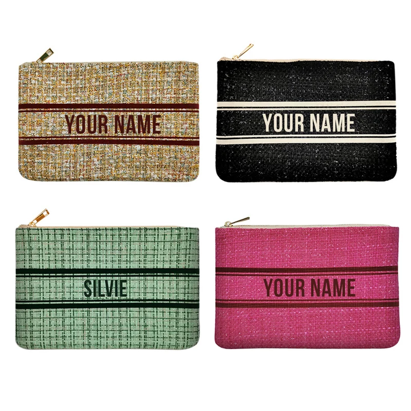 Personalized Suede Makeup Bag Bridesmaid Cosmetic Bag Custom lady Bag Bridesmaid Proposal Gift Clutch Bag Name wallet